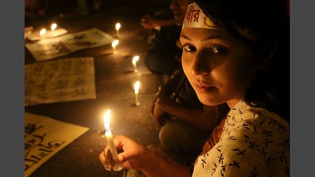 (Image: Protesters in Dhaka Credit: Getty)